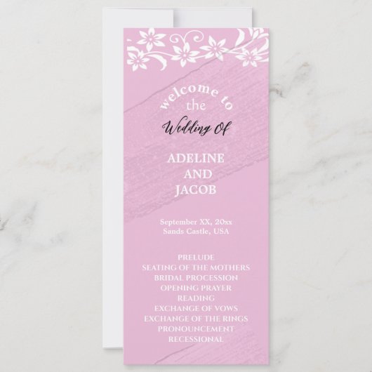 Elegantes, blumengeschmücktes Pink & White-Hochzei Einladung (Vorderseite)