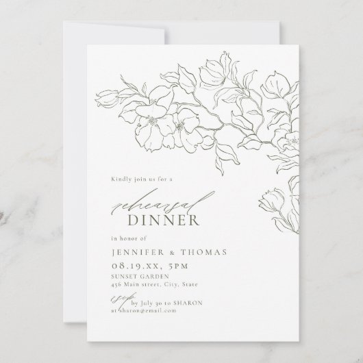 Elegantes, blumengeschmücktes Salbei Probe Einladung (Vorderseite)