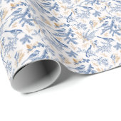 Elegantes, blumengeschmücktes Wasserfarbenmuster Geschenkpapier (Rolleneckpunkt)