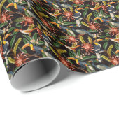 Elegantes, blumengeschmücktes Wasserfarbenmuster Geschenkpapier (Rolleneckpunkt)