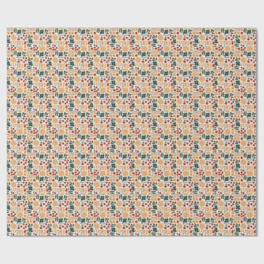 Elegantes, blumengeschmücktes Wasserfarbenmuster Geschenkpapier (Flach)