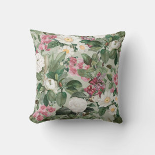 Elegantes, blumengeschmücktes Wasserfarbenmuster Kissen