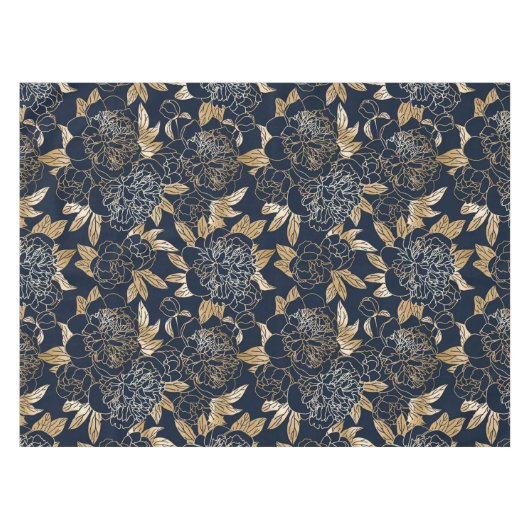 Elegantes, blumengeschmücktes Wasserfarbenmuster Tischdecke (Vorderseite (Horizontal))