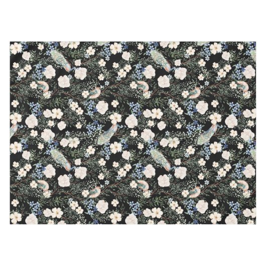 Elegantes, blumengeschmücktes Wasserfarbenmuster Tischdecke (Vorderseite (Horizontal))