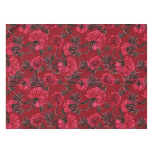 Elegantes, blumengeschmücktes Wasserfarbenmuster Tischdecke (Vorderseite (Horizontal))