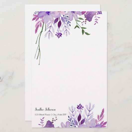 Elegantes Blumengeschoss Briefpapier (Vorne/Hinten)