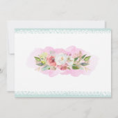 Elegantes Blumengeschoss Grün 1. Geburtstag Party Einladung (Rückseite)