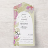 Elegantes Blumengesteck grün und rosa All In One Einladung (Innen Boden)