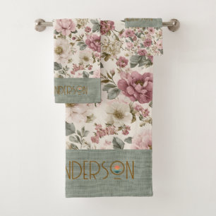 Elegantes Blumengestecktuch-Set mit individuellem  Badhandtuch Set