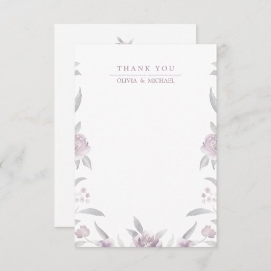 Elegantes Blumengestein Chinoiserie Wedding Vielen Dankeskarte (Vorne/Hinten)