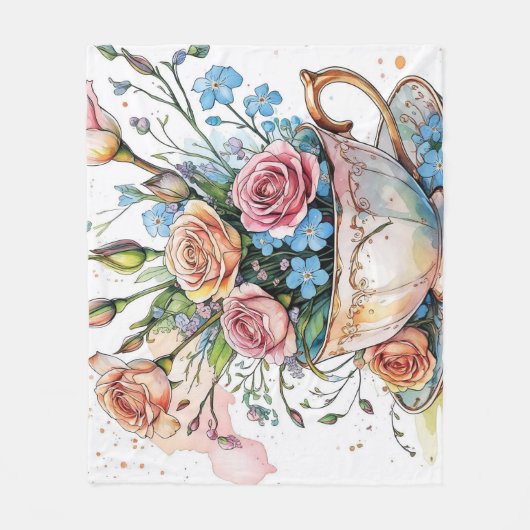 Elegantes Blumengestein Fleece Blanket (Vorderseite)