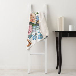 Elegantes Blumengestein Sherpa Blanket Sherpadecke