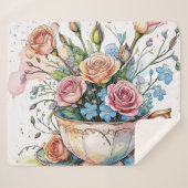 Elegantes Blumengestein Sherpa Blanket Sherpadecke (Vorderseite (Horizontal))