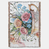Elegantes Blumengestein Throw Blanket Decke (Vorderseite Vertikal)