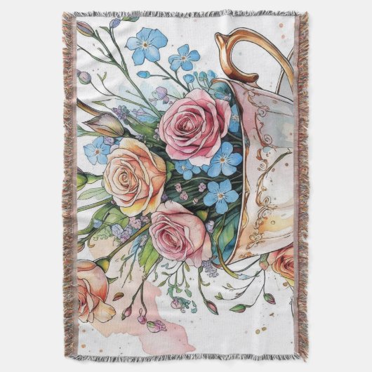 Elegantes Blumengestein Throw Blanket Decke (Vorderseite Vertikal)