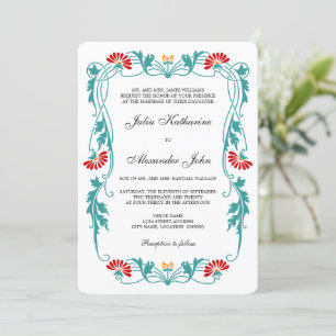 Elegantes Blumengestein und Wirbel Einladung