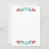 Elegantes Blumengestein und Wirbel Einladung (Rückseite)