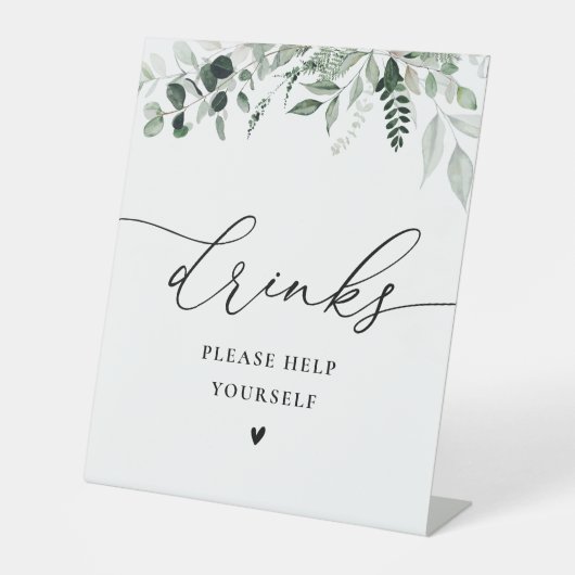 elegantes Blumengetränk-Zeichen im Grünen Sockelschild (Vorderseite)