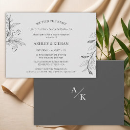 Elegantes Blumengrau Wir ticken dem Knoten Empfang Einladung