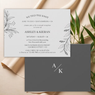 Elegantes Blumengrau Wir ticken dem Knoten Empfang Einladung