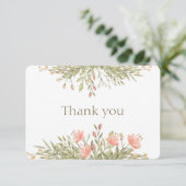 Elegantes Blumengrün danken Ihnen. Blumenkarte Einladung (Stehend Vorderseite)