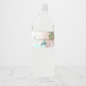 Elegantes Blumengrün Wasserflasche Wasserflaschenetikett (Vorderseite)
