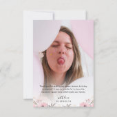 Elegantes Blumenheart Script 2 Foto Dankeschön Kar Dankeskarte (Rückseite)