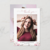 Elegantes Blumenheart Script 2 Foto Dankeschön Kar Dankeskarte (Vorne/Hinten)