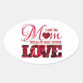 Elegantes Blumenherz I Liebe Sie Mama Mütter Ovaler Aufkleber (Vorderseite)