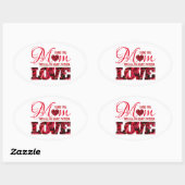 Elegantes Blumenherz I Liebe Sie Mama Mütter Ovaler Aufkleber (Blatt)