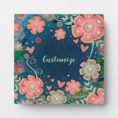 Elegantes Blumenherz Whimsical ONE WORT Fotoplatte (Vorderseite)