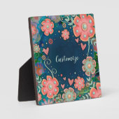 Elegantes Blumenherz Whimsical ONE WORT Fotoplatte (Vorderseite)