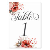 Elegantes Blumenkalligrafie-Party Tischnummer (Rückseite)