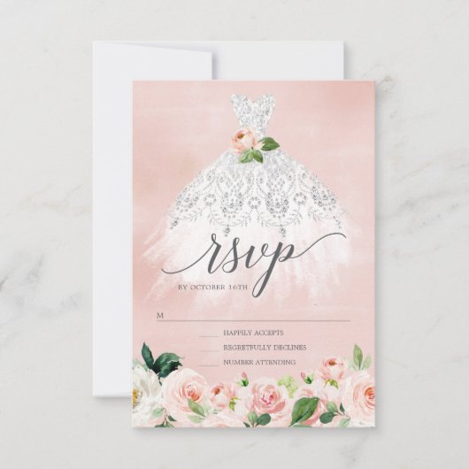 Elegantes Blumenkleid Quinceanera UAWG Einladung (Vorderseite)