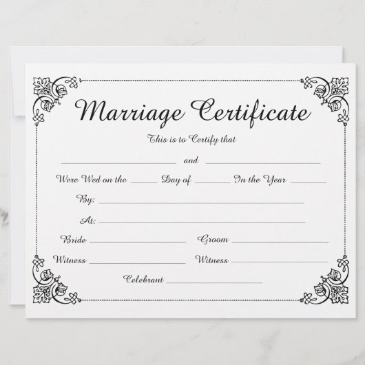 Elegantes Blumenkorb-Heiratsurkunde (Vorderseite)