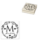 Elegantes Blumenkranz Monogramm Holzkunst Briefmar Gummistempel (Stempel)
