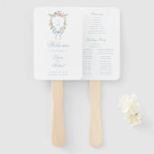 Elegantes Blumenkraut-Wappen Monogram Wedding Fächer (Vorne und Hinten)