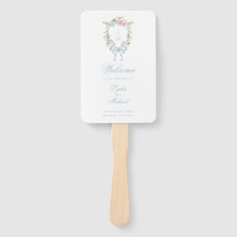 Elegantes Blumenkraut-Wappen Monogram Wedding Fächer