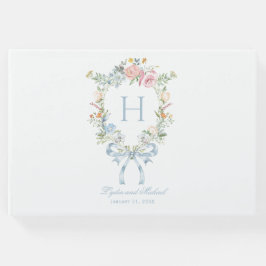 Elegantes Blumenkraut-Wappen Monogram Wedding Gästebuch