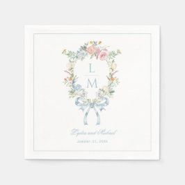 Elegantes Blumenkraut-Wappen Monogram Wedding Serviette