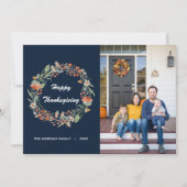 Elegantes Blumenkreide Erntedank Foto Feiertagskarte (Vorderseite)