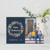 Elegantes Blumenkreide Erntedank Foto Feiertagskarte (Stehend Vorderseite)