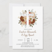 Elegantes Blumenkreuz Christlich Ostern Brunch Einladung (Vorderseite)