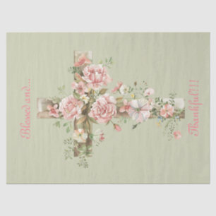 Elegantes Blumenkreuz Gesegnet und dankbar!! Seidenpapier
