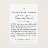 Elegantes Blumenkreuz Hochzeit Heiliger Gebetskart (Rückseite)