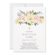 Elegantes Blumenkreuz Rosa Baby Girl Taufe