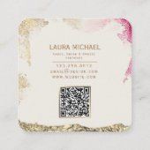 Elegantes Blumenkuchendesign mit Goldakzenten Quadratische Visitenkarte (Rückseite)