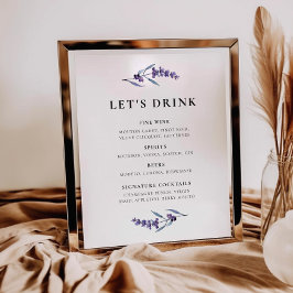 Elegantes Blumenlavender-Bar Menü Poster