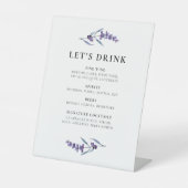 Elegantes Blumenlavender-Bar Menü Sockelschild (Vorderseite)