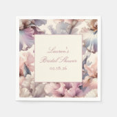 Elegantes Blumenlavender & Blush Brautparty Serviette (Vorderseite)